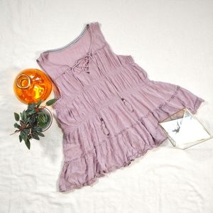 Knox Rose Women's Tiered Peplum Peasant Style Blouse in Light Purple Size Large